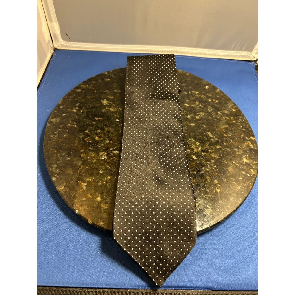 Tommy Hilfiger Men's Black Polka Dot Silk Classic Length Tie